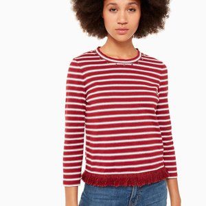New Kate Spade XS Red breton stripe top fringe